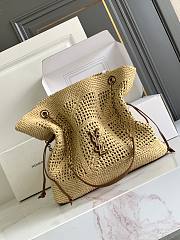 YSL Medium Jamie Shopping In Raffia Natural And Brick - 35x35x10cm - 4