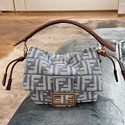 Fendi Mamma Baguette Small Blue Denim Effect FF Jacquard Mini Bag - 16x13x10cm - 4