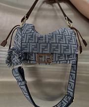 Fendi Mamma Baguette Medium Blue Denim Effect FF Jacquard Bag - 26.5x18x8.5cm - 3