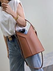 YSL Y Top Handle Bucket In Leather Brown - 25x22-34x3-15cm - 3