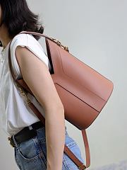 YSL Y Top Handle Bucket In Leather Brown - 25x22-34x3-15cm - 2