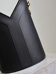 YSL Y Top Handle Bucket In Leather Black - 25x22-34x3-15cm - 3