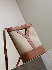 YSL Y Small Bucket Canvas And Leather Natural - 29.5×23×3-8.5cm - 4