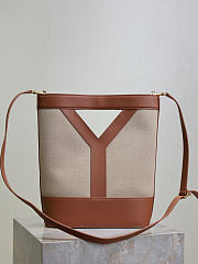 YSL Y Small Bucket Canvas And Leather Natural - 29.5×23×3-8.5cm - 3