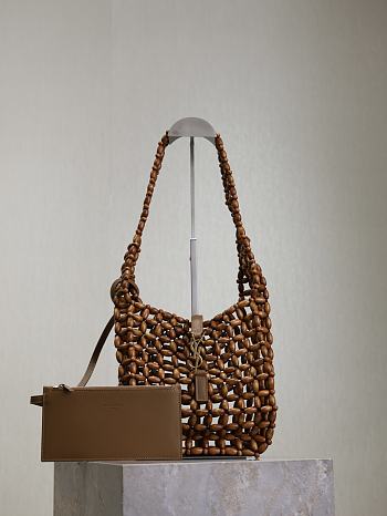 YSL Le 5 A 7 Small In Wood Beads Light Wood - 23x22x8.5cm
