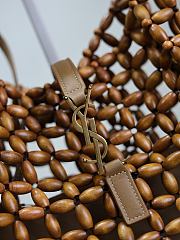 YSL Le 5 A 7 Small In Wood Beads Light Wood - 23x22x8.5cm - 3