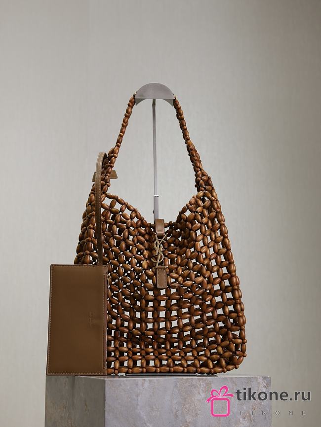 YSL Le 5 A 7 Large In Wood Beads Light Wood - 35x30x10cm - 1