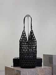 YSL Supple Bucket In Wood Beads Black - 44x15x15cm - 3