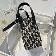 Small Signature Bucket Bag Blue Dior Oblique Jacquard and Smooth Calfskin - 21x19x11cm - 6