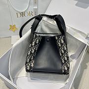 Small Signature Bucket Bag Blue Dior Oblique Jacquard and Smooth Calfskin - 21x19x11cm - 3