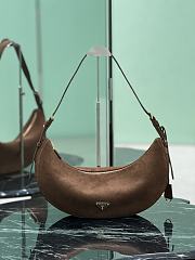 Prada Demi Lune Large Suede Leather Shoulder Bag Brown 1BC255 - 42x19.5x8.5cm - 4