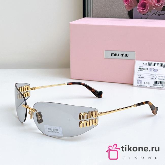 Miumiu Logo Oval Sunglasses in Gray A51S  - 1