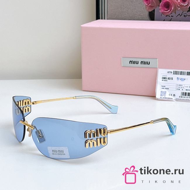 Miumiu Logo Oval Sunglasses in Blue A51S  - 1