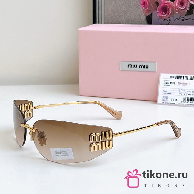 Miumiu Logo Oval Sunglasses in Brown A51S  - 1