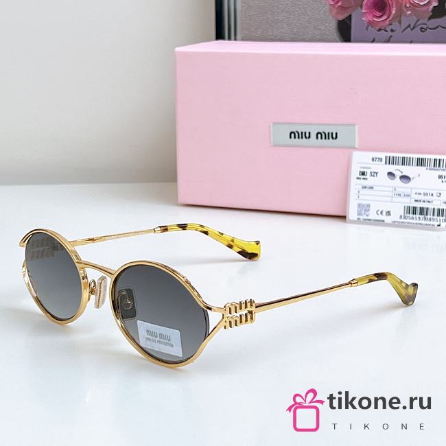 Miumiu Sunglasses Oval Gray Gold MU52YS - 1