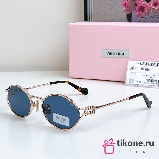 Miumiu Sunglasses Oval Blue Gold MU52YS - 1