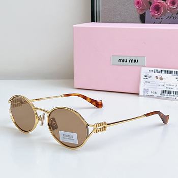 Miumiu Sunglasses Oval Light Chocolate Brown Gold MU52YS