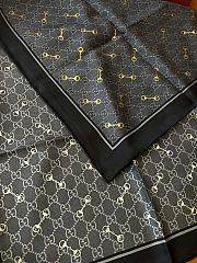 Gucci Scarf GG Print with Horsebit Silk Carre In Black - 90x90cm - 3