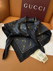 Gucci Scarf GG Print with Horsebit Silk Carre In Black - 90x90cm - 4