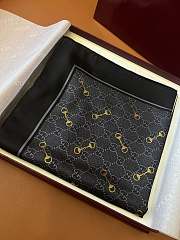Gucci Scarf GG Print with Horsebit Silk Carre In Black - 90x90cm - 5