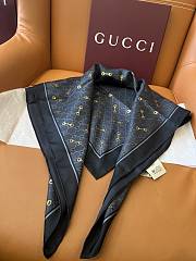 Gucci Scarf GG Print with Horsebit Silk Carre In Black - 90x90cm - 6