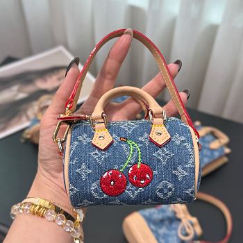 LVxTM Micro Speedy Denim Cerise Bag Charm