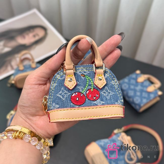 LVxTM Micro Alma Denim Cerise Bag Charm - 1