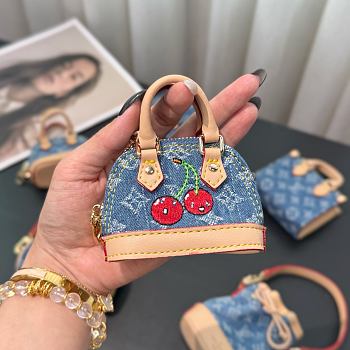 LVxTM Micro Alma Denim Cerise Bag Charm