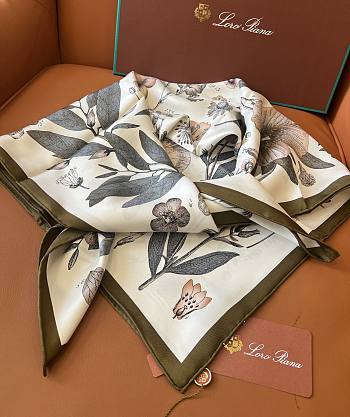 Polo Piana Enciclopedia del Lino Foulard Yellow Ochre/Sepia T1PN - 90x90cm