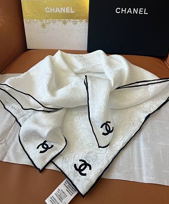 Chanel Square Scarf White 19348