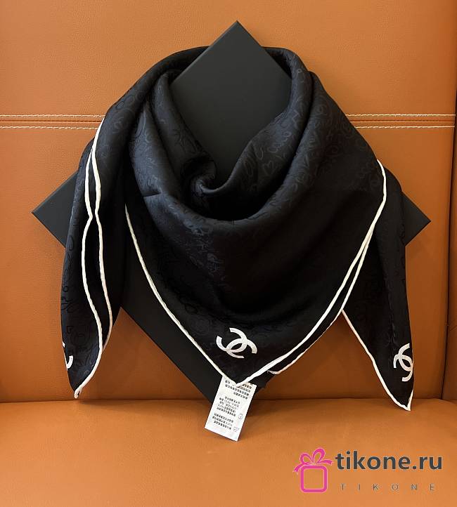 Chanel Square Scarf Black 19349 - 1