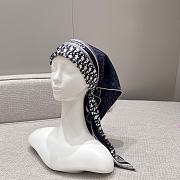 Dior Oblique Square Scarf Blue Silk Twill  - 3