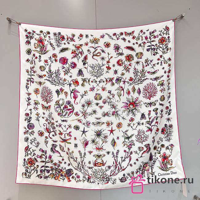 Christian Dior Silk Floral Print Scarf Pink - 1