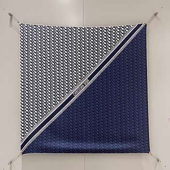Dior Oblique Square Scarf Blue Silk Twill 
