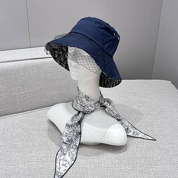 Toile de Jouy Papillon Dior Diamond White and Blue Silk Twill - 35x110cm