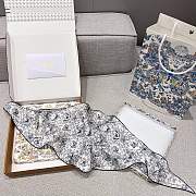 Toile de Jouy Papillon Dior Diamond White and Blue Silk Twill - 35x110cm - 4