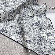 Toile de Jouy Papillon Dior Diamond White and Blue Silk Twill - 35x110cm - 2