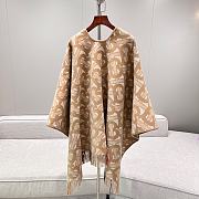 Bubberry Reversible Monogram Wool Cashmere Jacquard Cape Beige - 155x130cm - 2