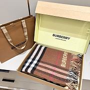 Bubberry Contrast Check Wool Cashmere Cape in Archive Beige/ Dark Birch Brown - 155x130cm - 4