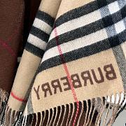 Bubberry Contrast Check Wool Cashmere Cape in Archive Beige/ Dark Birch Brown - 155x130cm - 3