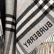 Bubberry Contrast Check Wool Cashmere Cape in Archive Grey/ Charcoal - 155x130cm - 5