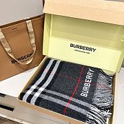 Bubberry Contrast Check Wool Cashmere Cape in Archive Grey/ Charcoal - 155x130cm - 6