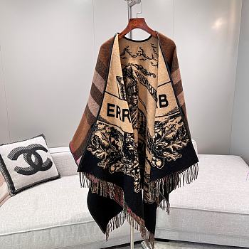 Bubberry Reversible EKD Check Wool Cape Archive Beige/ Dark Birch Brown - 135x150cm