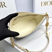 Diorstar Hobo Bag with Chain Blue Dior Oblique Chambray with Raffia Effect and Light Biscuit Smooth Calfskin - 22x14.5x10cm - 4