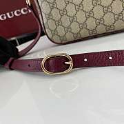 Gucci Ophidia Medium Top Handle Bag In Beige Dark Brown GG Monogram Rosso Ancora Red Leather - 24x17.5x11.5cm - 5