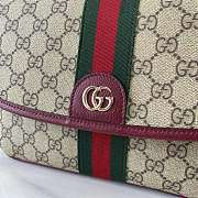Gucci Ophidia Medium Top Handle Bag In Beige Dark Brown GG Monogram Rosso Ancora Red Leather - 24x17.5x11.5cm - 2