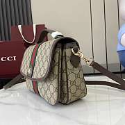Gucci Ophidia Medium Top Handle Bag In Beige Dark Brown GG Monogram Brown Leather - 24x17.5x11.5cm - 6
