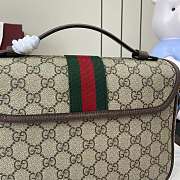 Gucci Ophidia Medium Top Handle Bag In Beige Dark Brown GG Monogram Brown Leather - 24x17.5x11.5cm - 2