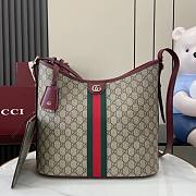 Gucci Ophidia Large Shoulder Bag Beige Dark Brown GG Monogram Rosso Ancora Red Leather - 33.5x16x30cm - 6
