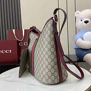 Gucci Ophidia Large Shoulder Bag Beige Dark Brown GG Monogram Rosso Ancora Red Leather - 33.5x16x30cm - 5